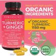 Close-up of Viva Naturals Organic Turmeric Ginger vegetarian capsule showing natural powder inside translucent shell

