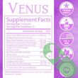 Supplement facts panel on Zealous Venus bottle with serving details

