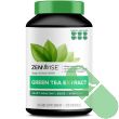 Zenwise Green Tea Extract EGCG + Vitamin C – 120 Count Bottle with Green Tea Leaves Background
