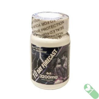 Front label of 10 Day Forecast 3200mg showing key ingredients