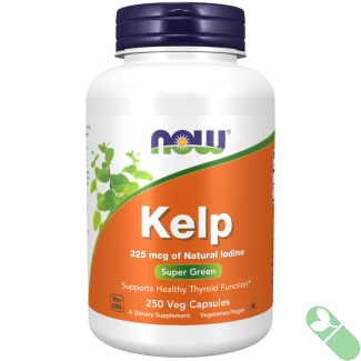 NOW Foods Kelp 325 mcg Veg Capsules supplement bottle for iodine support