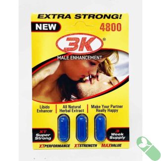 "3 KO Blue New 4800 Herbal Male Enhancement – 3 Pills Pack front view"


