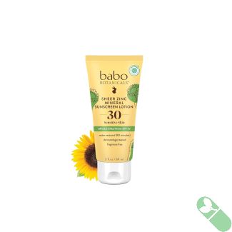 Babo Botanicals mineral-based clear zinc lotion for daily SPF skincare protection