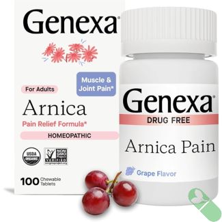 Genexa PM Extra Strength caplets for effective pain relief and sleep aid without artificial fillers or synthetic additives.