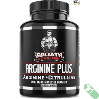 Enhance your workout with Dr. Emil's Goliath Arginine Plus, designed to boost Nitric Oxide for improved muscle pump and blood flow.