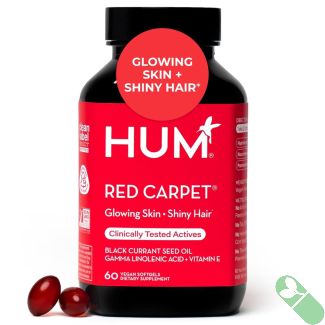 HUM Red Carpet beauty capsules for skin glow, elasticity, and daily radiance support dietary supplement.