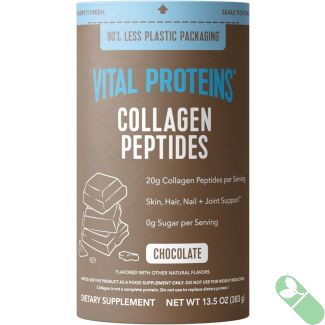 Lifestyle shot of collagen powder, berries, and shaker bottle with product