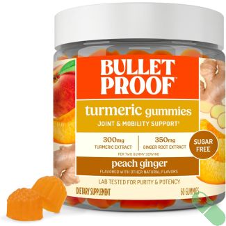 "Bulletproof Turmeric Gummies, key anti-inflammatory ingredients like turmeric, ginger, and dietary fiber."

