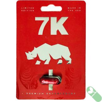 7K Premium Pill Rhino Male Enhancement Red bottle with clear product label