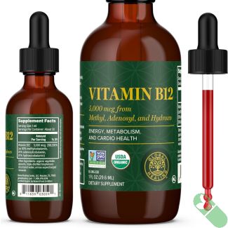 "Global Healing Vitamin B12 1oz liquid supplement with dropper for daily energy boost"