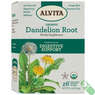 Alvita Organic Dandelion Root Tea Digestive Support Herbal 16 Bags