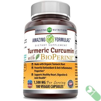 Amazing Formulas Turmeric Curcumin BioPerine 1500 Mg 180 Veggie Caps