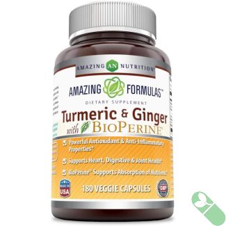 "Ingredients list of Amazing Formulas Turmeric & Ginger with BioPerine"

