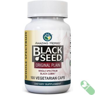 Amazing Herbs Black Seed Whole Spectrum Original Plain 100 Veggie Caps