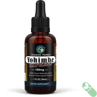 Amazing Herbs Yohimbe Express Liquid Extract 100mg Alcohol Free 1 Oz