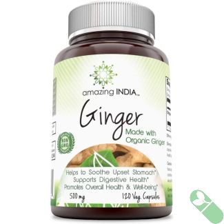 Amazing India Ginger 500 Mg 120 Veggie Capsules Digestive Health