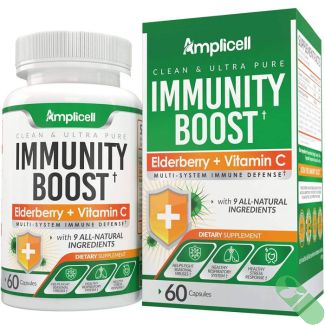 Amplicell Immunity Boost 60 caps in white bottle with antioxidant ingredients for immune support


