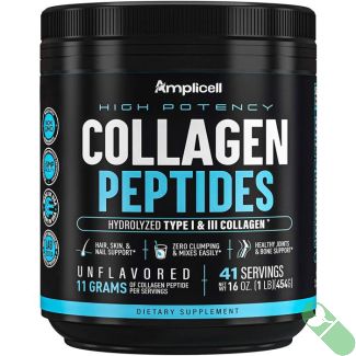 Amplicell Unflavored Collagen Peptides Powder Skin Nails Hair Support