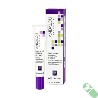 Nourish and fill fine lines with Andalou Naturals' Resveratrol Q10 Dermal Filler, an age-defying skincare essential.