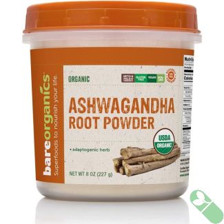 BareOrganics Ashwagandha Root Powder Adaptogenic Herb 8 Oz Vegan