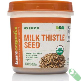 BareOrganics Milk Thistle Seed Powder 8 Oz Liver Health Support