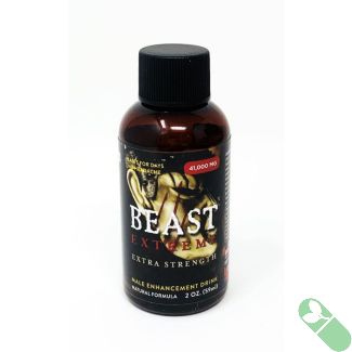 Beast 41000mg Male Enhancement 2 fl oz drink shot bottle with black and red label

