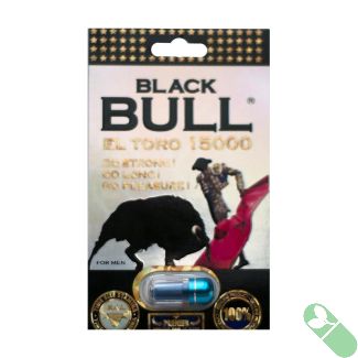 Showcase of Black Bull El Toro 15000 supplement, a male performance enhancer for stamina and pleasure with a powerful, engaging design.