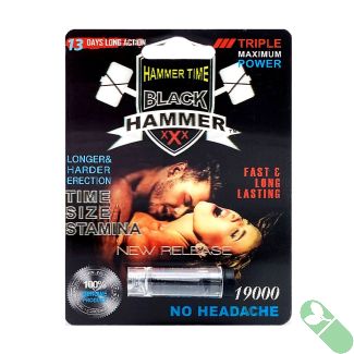 Experience a surge in sexual vitality with Black Hammer XXX Male Sexual Enhancement Pill, containing a natural herb blend for sustained performance