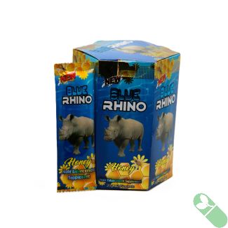 Blue Rhino Honey male enhancement supplement sachet displayed beside product box