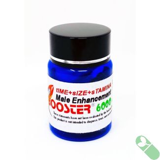 Booster 6000 male enhancement bottle placed on smooth white surface

