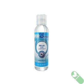 Clean Stream Relax Anal Lubricant 4 fl oz bottle with blue label and desensitizing formula