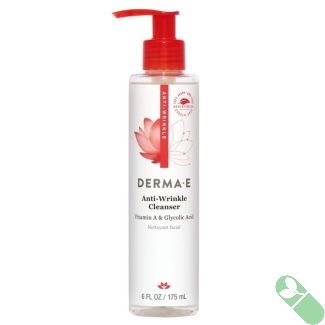 "Packaging of Derma E Vegan Anti-Wrinkle Cleanser – vegan and cruelty-free face wash"

