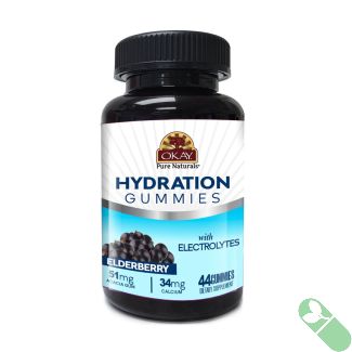 Elderberry flavored hydration gummies in a bottle