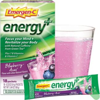Emergen C Energy Plus Blueberry Acai Flavor Drink Mix 18 Cnt 0.33 Oz