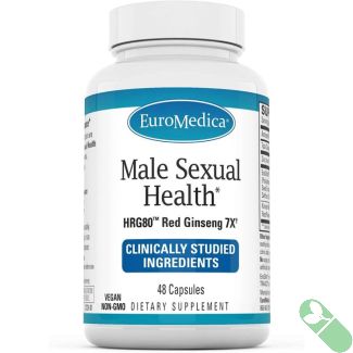 "Euromedica Male Sexual Health – vegan and non-GMO certification label"

