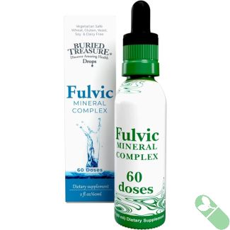 "Fulvic Minerals Complex Drops bottle by Buried Treasure with 60 doses for immune support"

