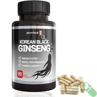 "GeumHeuk ginseng capsules arranged to show size and texture"

