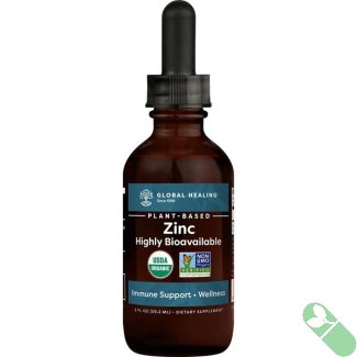 Global Healing Plant Based Liquid Zinc 2 Oz Immune Support Vegan