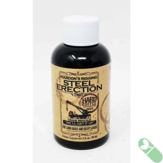 "Hardon's Rigging Steel Erection Shot bottle with 2oz liquid male enhancer"


