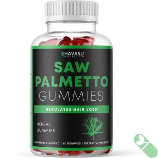 raspberry flavored saw palmetto gummy spilled from Havasu bottle

