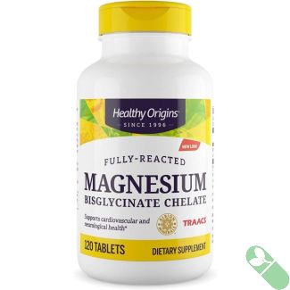 Healthy Origins Magnesium Bisglycinate Chelate 120 Tablets Gluten Free
