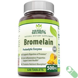 "Ingredients label on Herbal Secrets Bromelain supplement bottle"

