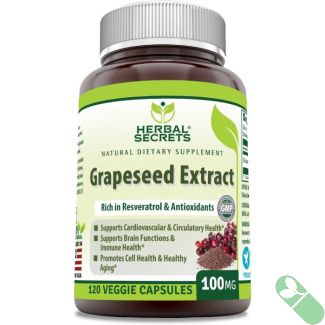 Herbal Secrets Grapeseed Extract 100 Mg 120 Veggie Caps Healthy Aging