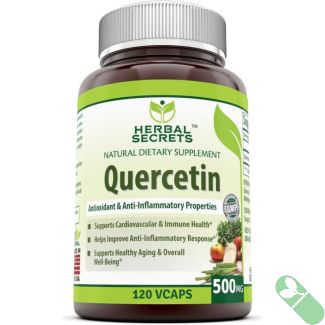 "Herbal Secrets Quercetin 500 mg 120 veggie capsules bottle front label"

