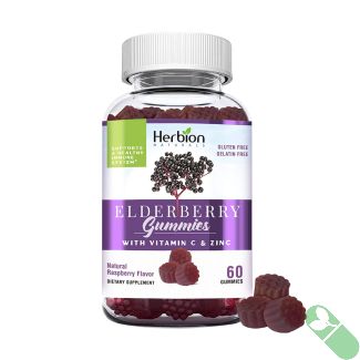 Bottle of Herbion Naturals elderberry immune support gummies