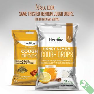 Herbion Naturals Honey Lemon Flavored Cough Drops 25 Count Sugar Free