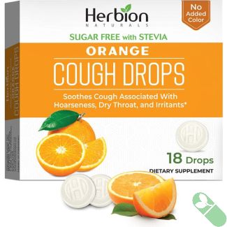 Herbion Naturals Orange Flavored Sugar Free Cough Drops 18 Count