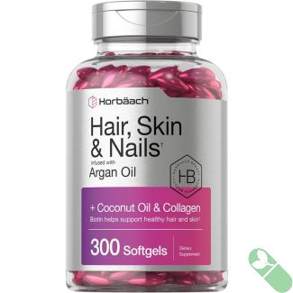 horbaach-hair-skin-nails-argan-coconut-collagen-300-softgels