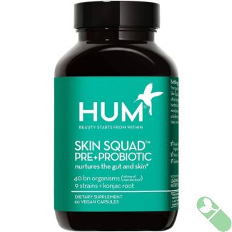 Hum Skin Squad Pre Probiotic Gut Health Supplement 60 Vegan Caps