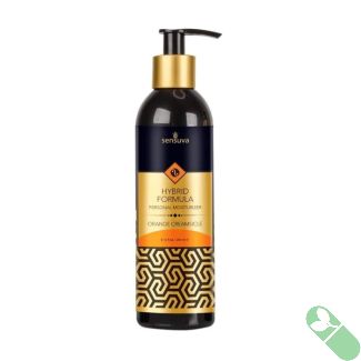 "SENSUVA Hybrid Personal Moisturizer Orange Creamsicle 8 oz bottle with blue and orange label"

